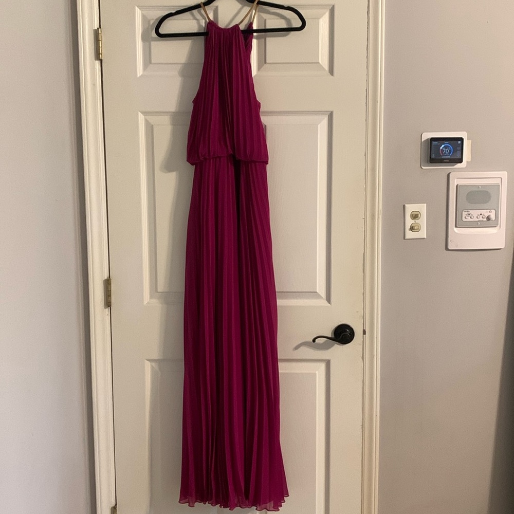Magenta pleated maxi dress